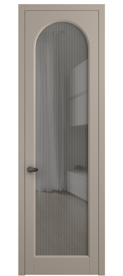 Межкомнатная дверь Palazzo 6804 Матовый бисквитный Рифлёное серое стекло "Moru", триплекс Цена 105029 ₽ | Volhovec