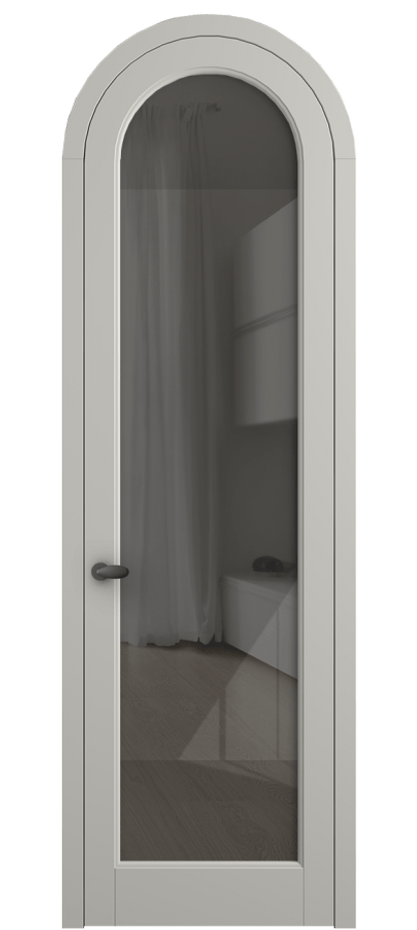 Межкомнатная дверь Palazzo 6814 Матовый тёплый серый Рефлективное серое стекло "Stopsol", калёное Цена 133159 ₽ | Volhovec