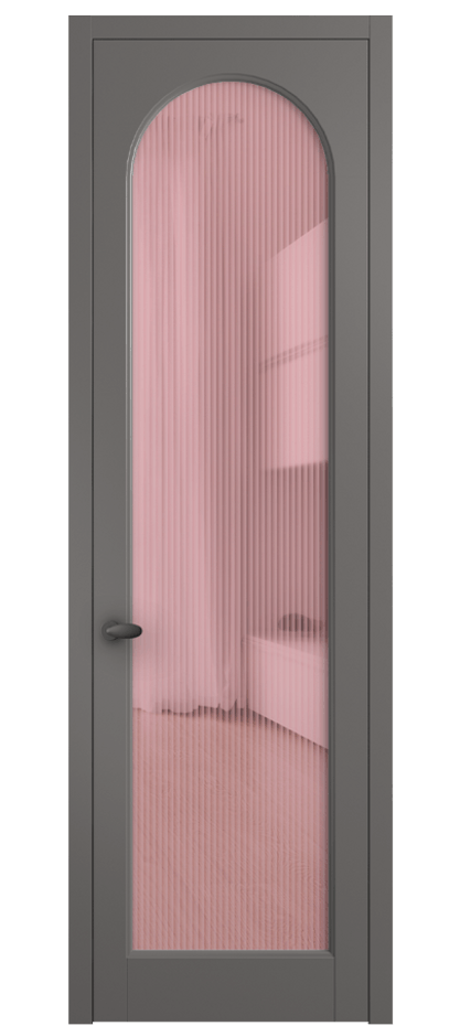 Межкомнатная дверь Palazzo 6804 Матовый классический серый Рифлёное розовое стекло "Moru", триплекс Цена 105029 ₽ | Volhovec