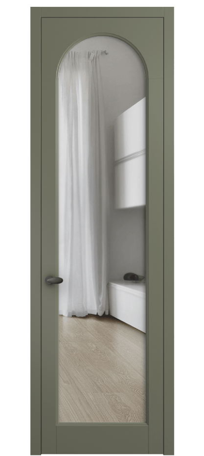 Межкомнатная дверь Palazzo 6804 Матовый оливковый тёмный Прозрачное стекло Цена 97029 ₽ | Volhovec