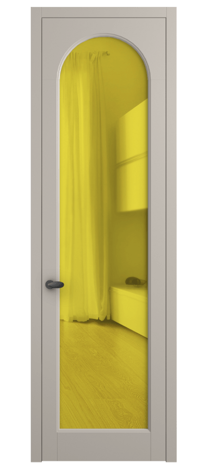 Межкомнатная дверь Palazzo 6804 Матовый светло-бежевый Прозрачное жёлтое стекло, триплекс Цена 97029 ₽ | Volhovec