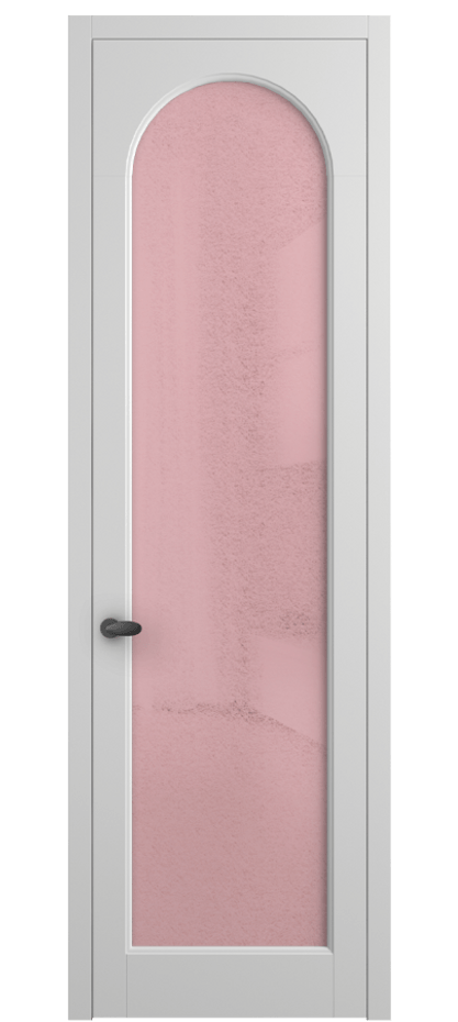 Межкомнатная дверь Palazzo 6804 Матовый белоснежный Фактурное розовое стекло "Лёд", триплекс Цена 103029 ₽ | Volhovec