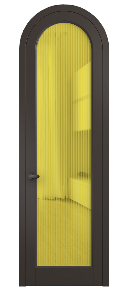 Межкомнатная дверь Palazzo 6814 Матовый антрацит Рифлёное жёлтое стекло "Moru", триплекс Цена 133159 ₽ | Volhovec