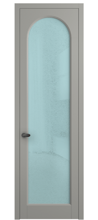 Межкомнатная дверь Palazzo 6804 Матовый нейтральный серый Фактурное голубое стекло "Лёд", триплекс Цена 103029 ₽ | Volhovec
