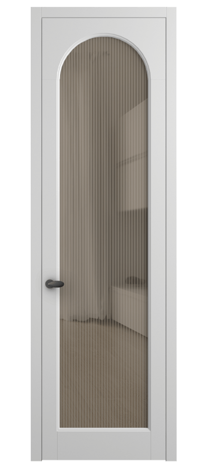 Межкомнатная дверь Palazzo 6804 Матовый белоснежный Рифлёное бронзовое стекло "Moru", триплекс Цена 105029 ₽ | Volhovec