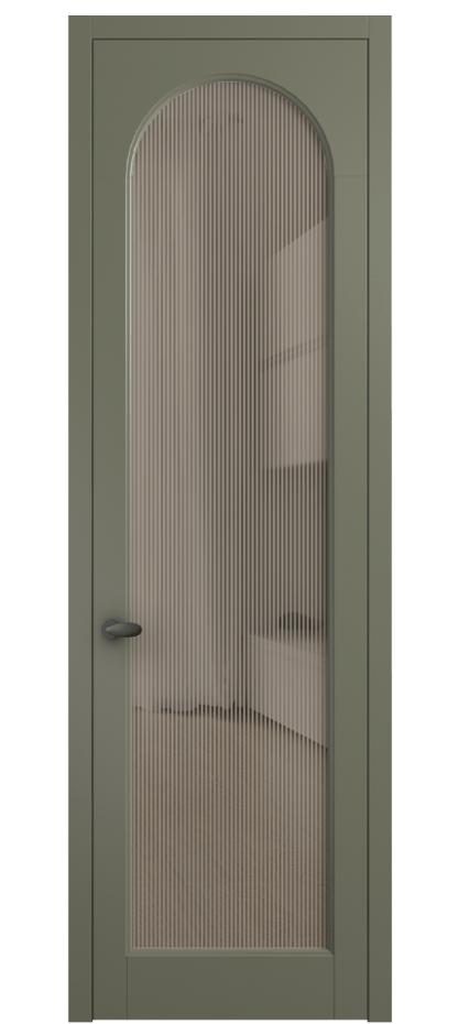 Межкомнатная дверь Palazzo 6804 Матовый оливковый тёмный Рифлёное бронзовое стекло "Дюна", триплекс Цена 103029 ₽ | Volhovec