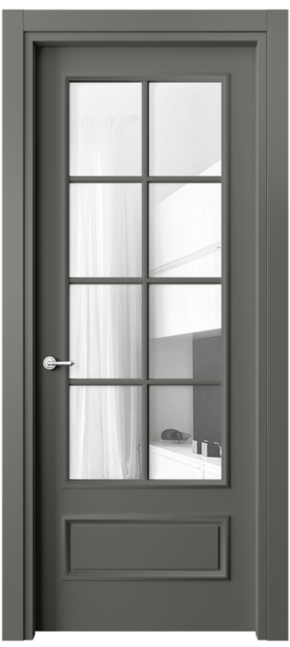 Дверь межкомнатная Paris 8112 Матовый классический серый Прозрачное стекло Гладкий наличник МКЛС Цена 12504600 so'm Наличники уже входят в базовый комплект. Фабрика дверей Волховец 8 (800) 551 43 19 Межкомнатная дверь Paris 8112 Матовый классический серый Прозрачное стекло Цена 12504600 so'm| Volhovec