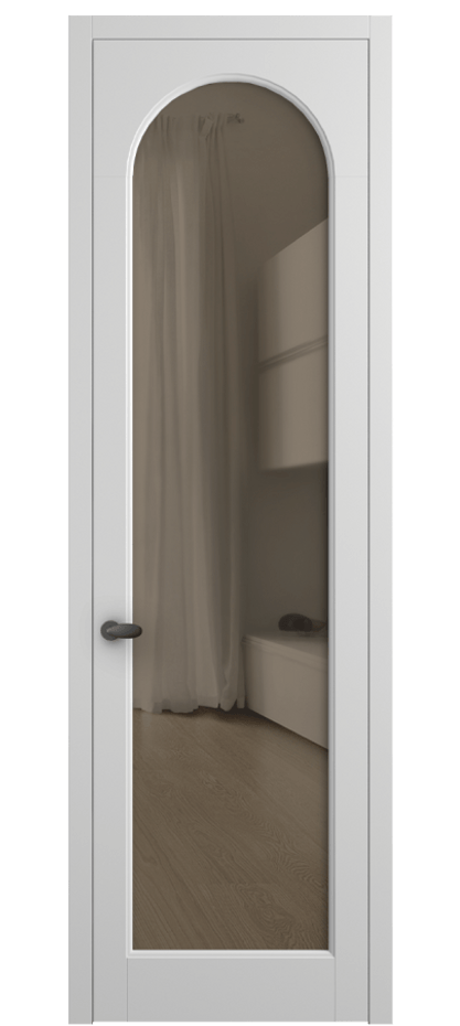 Межкомнатная дверь Palazzo 6804 Матовый белоснежный Прозрачное бронзовое стекло, триплекс Цена 97029 ₽ | Volhovec