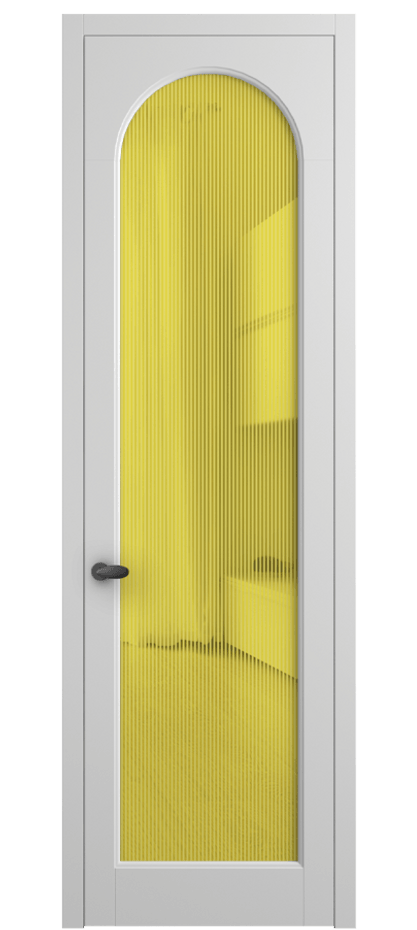 Межкомнатная дверь Palazzo 6804 Матовый белоснежный Рифлёное желтое стекло "Дюна", триплекс Цена 103029 ₽ | Volhovec