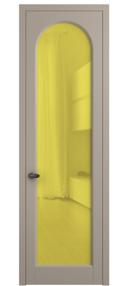 Межкомнатная дверь Palazzo 6804 Матовый бисквитный Рифлёное желтое стекло "Дюна", триплекс Цена 103029 ₽ | Volhovec