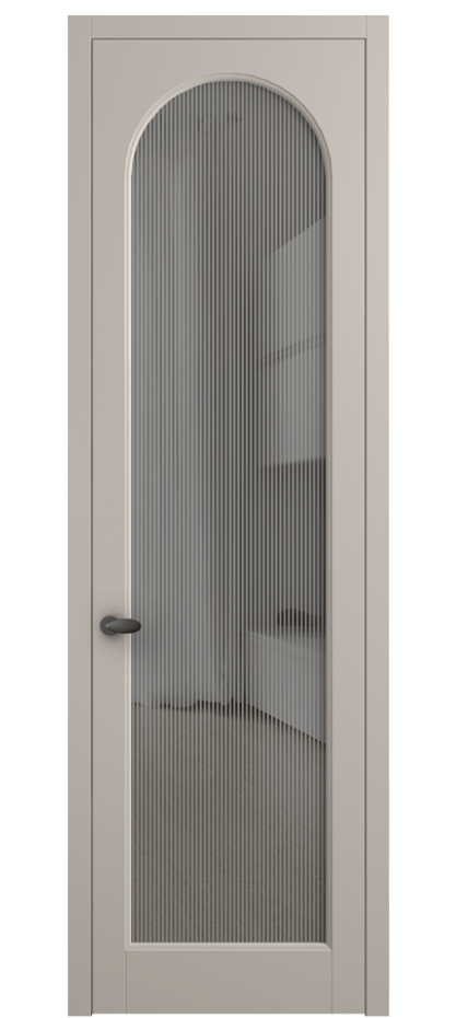 Межкомнатная дверь Palazzo 6804 Матовый светло-бежевый Рифлёное серое стекло "Дюна", триплекс Цена 103029 ₽ | Volhovec