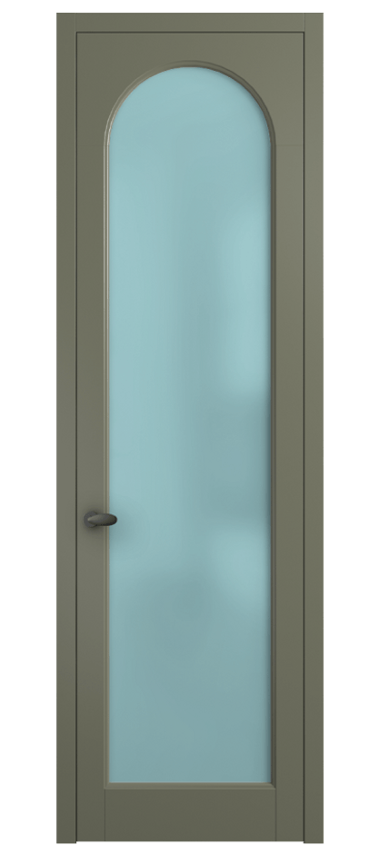 Межкомнатная дверь Palazzo 6804 Матовый оливковый тёмный Сатинированное голубое стекло, триплекс Цена 97029 ₽ | Volhovec