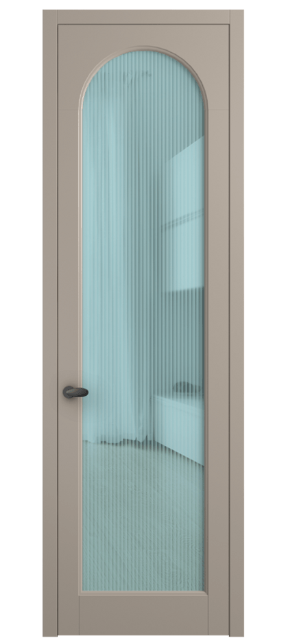 Межкомнатная дверь Palazzo 6804 Матовый бисквитный Рифлёное голубое стекло "Moru", триплекс Цена 105029 ₽ | Volhovec