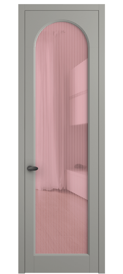 Межкомнатная дверь Palazzo 6804 Матовый нейтральный серый Рифлёное розовое стекло "Moru", триплекс Цена 105029 ₽ | Volhovec