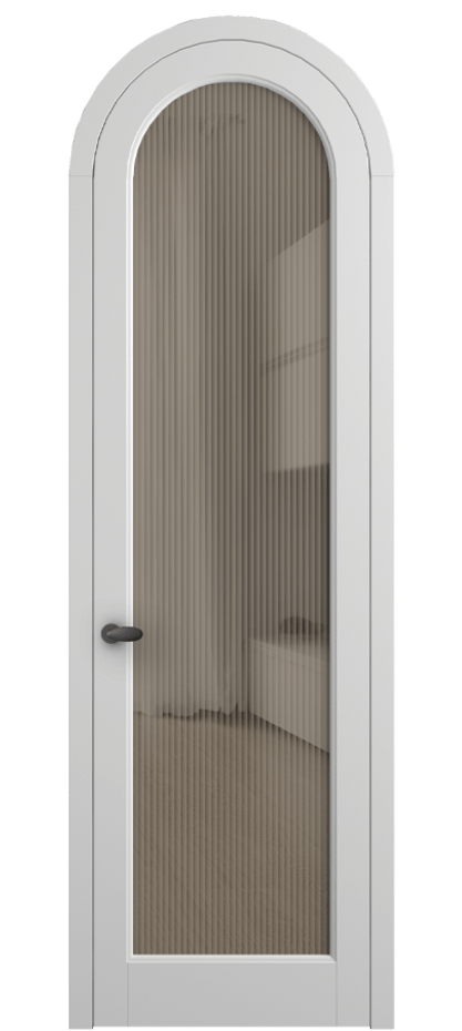 Межкомнатная дверь Palazzo 6814 Матовый белоснежный Рифлёное бронзовое стекло "Moru", триплекс Цена 133159 ₽ | Volhovec