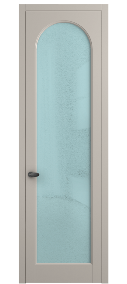 Межкомнатная дверь Palazzo 6804 Матовый светло-бежевый Фактурное голубое стекло "Лёд", триплекс Цена 103029 ₽ | Volhovec