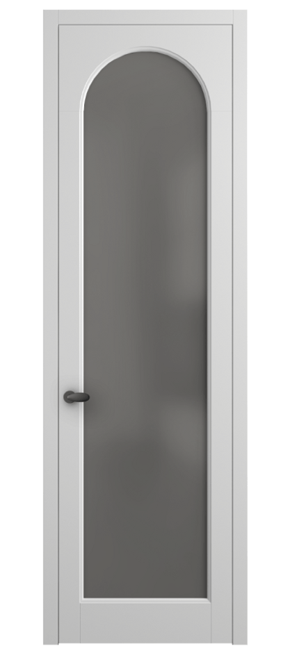 Межкомнатная дверь Palazzo 6804 Матовый белоснежный Сатинированное серое стекло, триплекс Цена 97029 ₽ | Volhovec