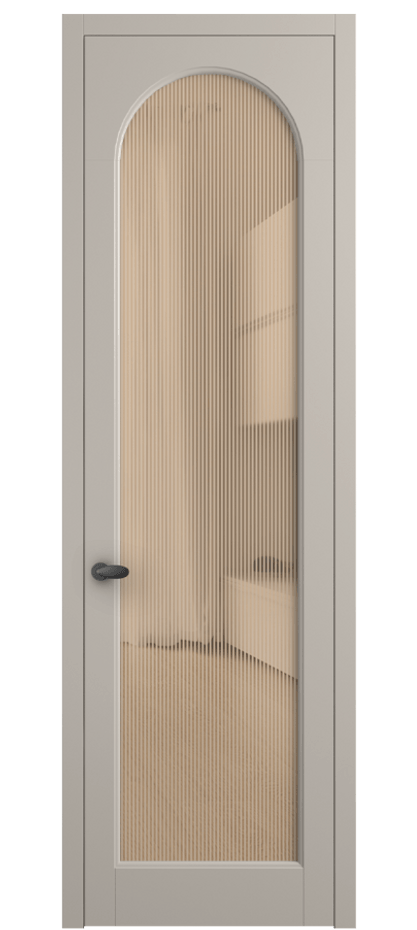 Межкомнатная дверь Palazzo 6804 Матовый светло-бежевый Рифлёное оранжевое стекло "Дюна", триплекс Цена 103029 ₽ | Volhovec