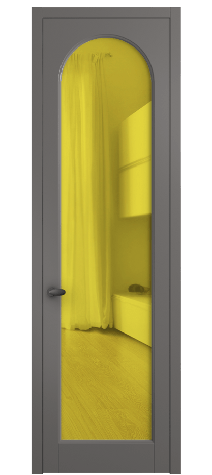 Межкомнатная дверь Palazzo 6804 Матовый классический серый Прозрачное жёлтое стекло, триплекс Цена 97029 ₽ | Volhovec