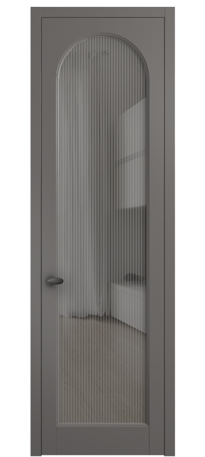 Межкомнатная дверь Palazzo 6804 Матовый классический серый Рифлёное серое стекло "Moru", триплекс Цена 105029 ₽ | Volhovec