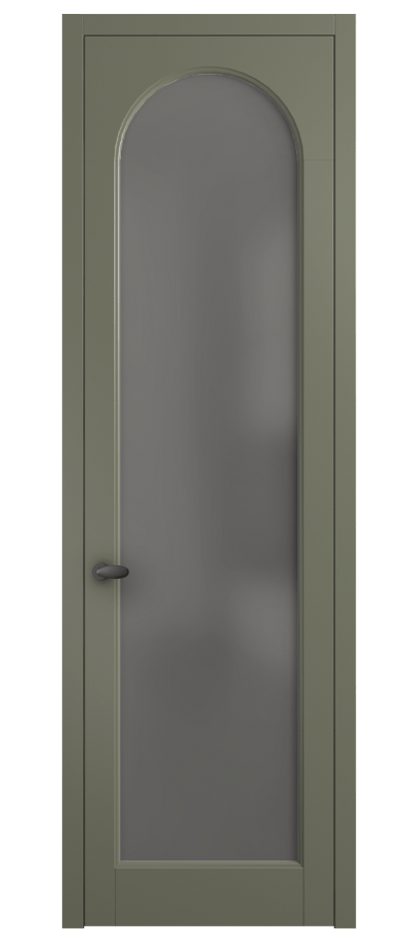 Межкомнатная дверь Palazzo 6804 Матовый оливковый тёмный Сатинированное серое стекло, триплекс Цена 97029 ₽ | Volhovec