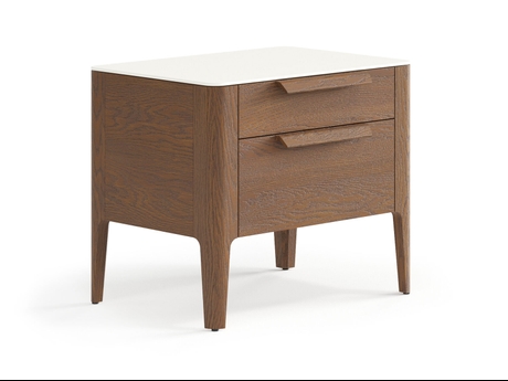 Мебель Тумба прикроватная Piega 2 ящика. Цвет Дуб каштановый матовый. Материал Массив дуба матовый. Коллекция Тумба прикроватная Piega 2 ящика. Картинка.