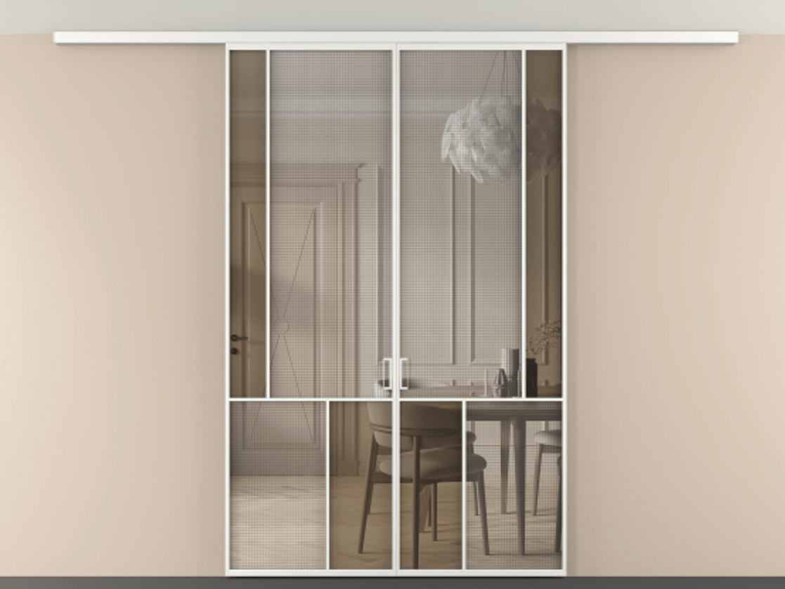 Перегородка Mosaic вдоль стены на потолок двустворчатая #VENDORCODE# #FURNISH# #GLASS# Цена #PRICE#  | Volhovec
