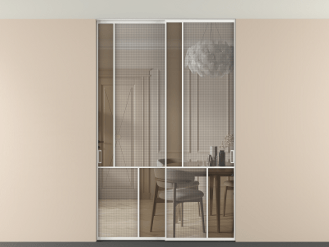 Перегородка Mosaic внутри проема двустворчатая в потолок #VENDORCODE# #FURNISH# #GLASS# Цена #PRICE# #CURRENCY# | Volhovec