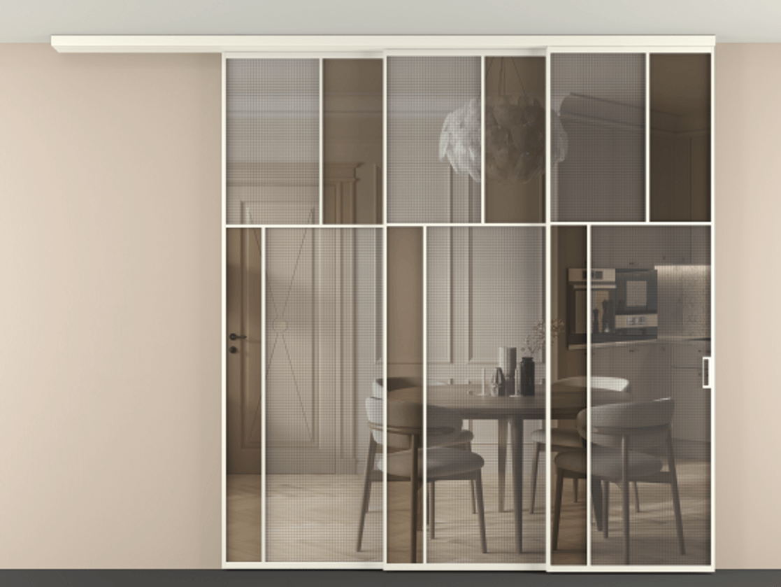 Перегородка Mosaic вдоль стены телескопик синхро-3 #VENDORCODE# #FURNISH# #GLASS# Цена #PRICE#  | Volhovec