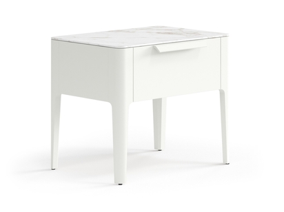 Мебель Тумба прикроватная Piega 1 ящик. Цвет Матовый жемчужный. Материал Гладкая эмаль. Коллекция Тумба прикроватная Piega 1 ящик. Картинка.