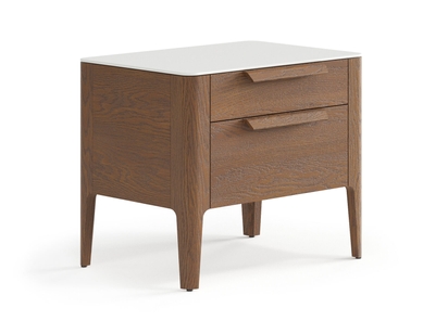 Мебель Тумба прикроватная Piega 2 ящика. Цвет Дуб каштановый матовый. Материал Массив дуба матовый. Коллекция Тумба прикроватная Piega 2 ящика. Картинка.