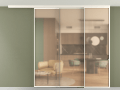 Алюминевая перегородка pv3_01_ Алюминий пудровый белый Сатинированное оранжевое стекло, триплекс, 6мм. Цвет Алюминий пудровый белый. Материал Алюминий в эмали. Коллекция Перегородка Formato вдоль стены на потолок телескопик синхро 3. Картинка.