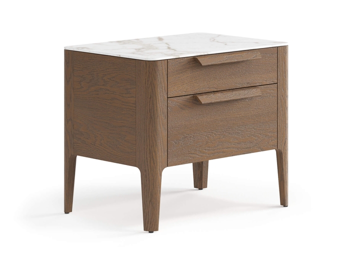 Мебель Тумба прикроватная Piega 2 ящика. Цвет Дуб туманный матовый. Материал Массив дуба матовый. Коллекция Тумба прикроватная Piega 2 ящика. Картинка.