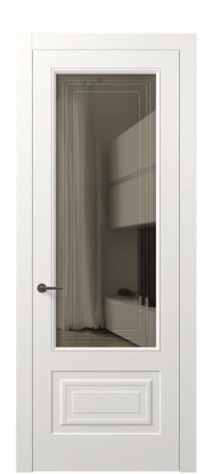 Дверь межкомнатная 8442 МПБЛ БР ГРА. Цвет Матовый пудровый белый. Материал Гладкая эмаль. Коллекция Mascot. Картинка.