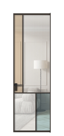 Дверь межкомнатная АЛПЛ041.20 ААН 4 стекла. Цвет Алюминий антрацит. Материал Алюминий в эмали. Коллекция Mosaic. Картинка.