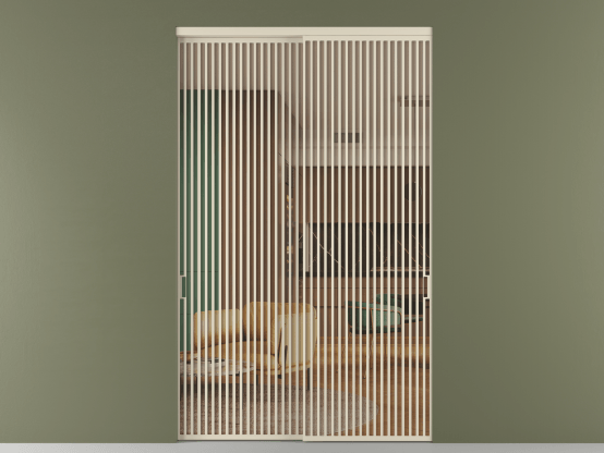 Алюминевая перегородка vn2_06_ Алюминий бежево-серый Прозрачное оранжевое стекло, триплекс, 6мм. Цвет Алюминий бежево-серый. Материал Алюминий в эмали. Коллекция Перегородка Formato внутри проёма 2 створки. Картинка.