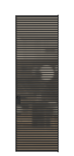 Дверь межкомнатная АЛПЛ040.06 Бронза сатин триплекс ЧЕР. Цвет Алюминий Черный. Материал Алюминий. Коллекция Формато. Картинка.