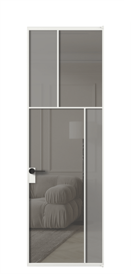 Межкомнатная дверь АЛПЛ041.23 АБЛ Серый сатин матовое + Серый прозрачное. Цвет Алюминий белоснежный. Материал Алюминий в эмали. Коллекция Mosaic. Фото. Дверь межкомнатная АЛПЛ041.23 АБЛ Серый сатин матовое + Серый прозрачное. Цвет Алюминий белоснежный. Материал Алюминий в эмали. Коллекция Mosaic. Картинка.