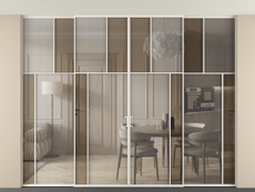 Перегородка Mosaic внутри проёма четырёхстворчатая со скрытым креплением в потолок