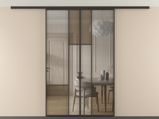 Перегородка Mosaic вдоль стены на потолок 2 створки