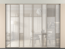 Перегородка Mosaic внутри проёма четырёхстворчатая со скрытым креплением в потолок