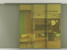 Перегородка Formato вдоль стены на потолок 3 створки с синхронным механизмом